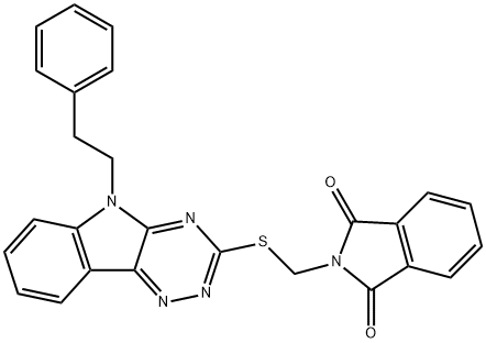 2-({[5-(2-phenylethyl)-5H-[1,2,4]triazino[5,6-b]indol-3-yl]sulfanyl}methyl)-1H-isoindole-1,3(2H)-dione Struktur
