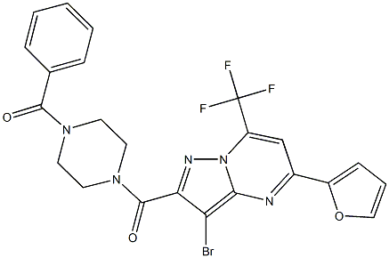 2-[(4-benzoyl-1-piperazinyl)carbonyl]-3-bromo-5-(2-furyl)-7-(trifluoromethyl)pyrazolo[1,5-a]pyrimidine,312509-50-5,结构式