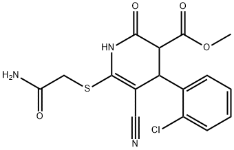 methyl 6-[(2-amino-2-oxoethyl)sulfanyl]-4-(2-chlorophenyl)-5-cyano-2-oxo-1,2,3,4-tetrahydro-3-pyridinecarboxylate 结构式