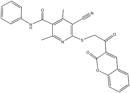 5-cyano-2,4-dimethyl-6-{[2-oxo-2-(2-oxo-2H-chromen-3-yl)ethyl]sulfanyl}-N-phenylnicotinamide|