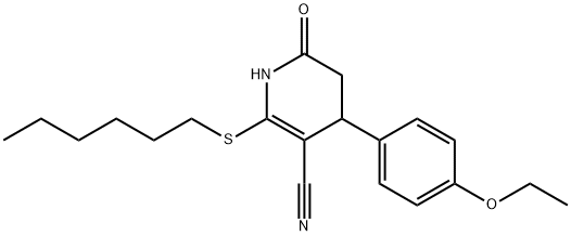 4-(4-ethoxyphenyl)-2-(hexylsulfanyl)-6-oxo-1,4,5,6-tetrahydro-3-pyridinecarbonitrile Struktur