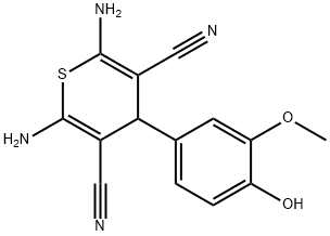 2,6-diamino-4-(4-hydroxy-3-methoxyphenyl)-4H-thiopyran-3,5-dicarbonitrile Structure