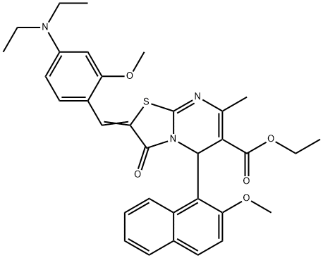 ethyl 2-[4-(diethylamino)-2-methoxybenzylidene]-5-(2-methoxy-1-naphthyl)-7-methyl-3-oxo-2,3-dihydro-5H-[1,3]thiazolo[3,2-a]pyrimidine-6-carboxylate 结构式