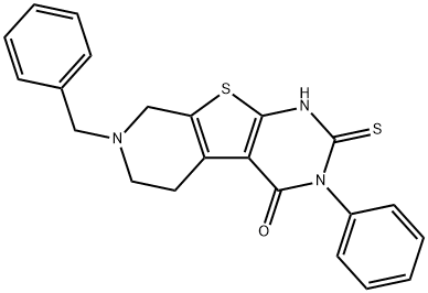 7-benzyl-3-phenyl-2-thioxo-2,3,5,6,7,8-hexahydropyrido[4',3':4,5]thieno[2,3-d]pyrimidin-4(1H)-one Struktur