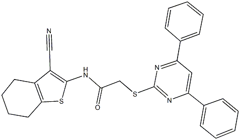 N-(3-cyano-4,5,6,7-tetrahydro-1-benzothien-2-yl)-2-[(4,6-diphenyl-2-pyrimidinyl)sulfanyl]acetamide,312514-38-8,结构式