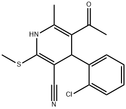 5-acetyl-4-(2-chlorophenyl)-6-methyl-2-(methylsulfanyl)-1,4-dihydro-3-pyridinecarbonitrile Struktur