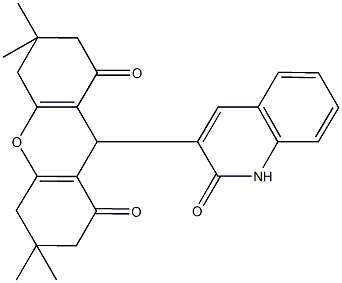 3,3,6,6-tetramethyl-9-(2-oxo-1,2-dihydro-3-quinolinyl)-3,4,5,6,7,9-hexahydro-1H-xanthene-1,8(2H)-dione 化学構造式
