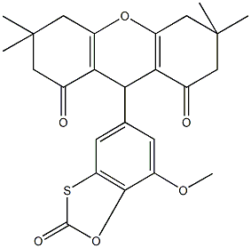 9-(7-methoxy-2-oxo-1,3-benzoxathiol-5-yl)-3,3,6,6-tetramethyl-3,4,5,6,7,9-hexahydro-1H-xanthene-1,8(2H)-dione 化学構造式
