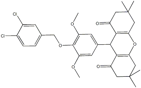 9-{4-[(3,4-dichlorobenzyl)oxy]-3,5-dimethoxyphenyl}-3,3,6,6-tetramethyl-3,4,5,6,7,9-hexahydro-1H-xanthene-1,8(2H)-dione,312514-81-1,结构式