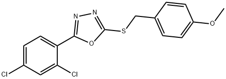 4-({[5-(2,4-dichlorophenyl)-1,3,4-oxadiazol-2-yl]sulfanyl}methyl)phenyl methyl ether Struktur