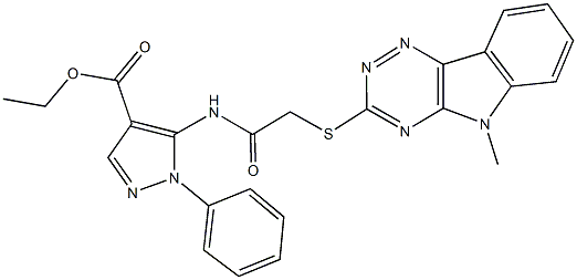 ethyl 5-({[(5-methyl-5H-[1,2,4]triazino[5,6-b]indol-3-yl)sulfanyl]acetyl}amino)-1-phenyl-1H-pyrazole-4-carboxylate|