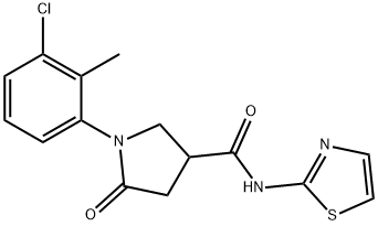 1-(3-chloro-2-methylphenyl)-5-oxo-N-(1,3-thiazol-2-yl)-3-pyrrolidinecarboxamide,312517-02-5,结构式