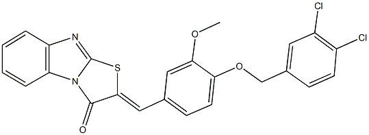 2-{4-[(3,4-dichlorobenzyl)oxy]-3-methoxybenzylidene}[1,3]thiazolo[3,2-a]benzimidazol-3(2H)-one Structure