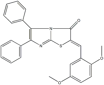 2-(2,5-dimethoxybenzylidene)-5,6-diphenylimidazo[2,1-b][1,3]thiazol-3(2H)-one 化学構造式