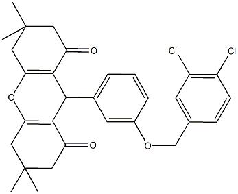 9-{3-[(3,4-dichlorobenzyl)oxy]phenyl}-3,3,6,6-tetramethyl-3,4,5,6,7,9-hexahydro-1H-xanthene-1,8(2H)-dione Struktur