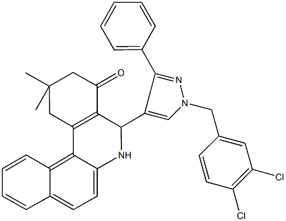 5-[1-(3,4-dichlorobenzyl)-3-phenyl-1H-pyrazol-4-yl]-2,2-dimethyl-2,3,5,6-tetrahydrobenzo[a]phenanthridin-4(1H)-one Structure