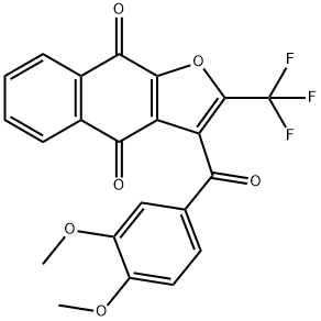 3-(3,4-dimethoxybenzoyl)-2-(trifluoromethyl)naphtho[2,3-b]furan-4,9-dione 结构式