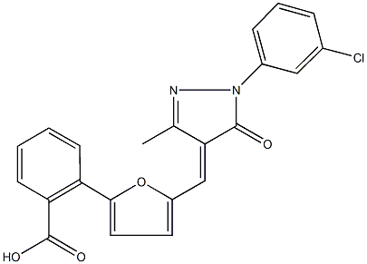 2-(5-{[1-(3-chlorophenyl)-3-methyl-5-oxo-1,5-dihydro-4H-pyrazol-4-ylidene]methyl}-2-furyl)benzoic acid Structure