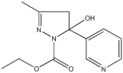 ethyl 5-hydroxy-3-methyl-5-(3-pyridinyl)-4,5-dihydro-1H-pyrazole-1-carboxylate Struktur