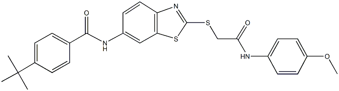 4-tert-butyl-N-(2-{[2-(4-methoxyanilino)-2-oxoethyl]sulfanyl}-1,3-benzothiazol-6-yl)benzamide,312522-53-5,结构式