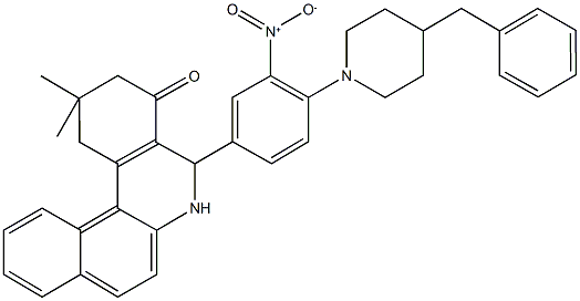 5-{4-(4-benzyl-1-piperidinyl)-3-nitrophenyl}-2,2-dimethyl-2,3,5,6-tetrahydrobenzo[a]phenanthridin-4(1H)-one Struktur