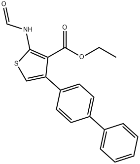 ethyl 4-[1,1'-biphenyl]-4-yl-2-(formylamino)-3-thiophenecarboxylate 化学構造式