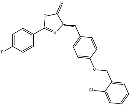 4-{4-[(2-chlorobenzyl)oxy]benzylidene}-2-(4-fluorophenyl)-1,3-oxazol-5(4H)-one 化学構造式