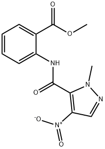 methyl 2-{[(1-methyl-4-nitro-1H-pyrazol-5-yl)carbonyl]amino}benzoate 化学構造式