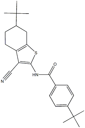 4-tert-butyl-N-(6-tert-butyl-3-cyano-4,5,6,7-tetrahydro-1-benzothien-2-yl)benzamide 结构式