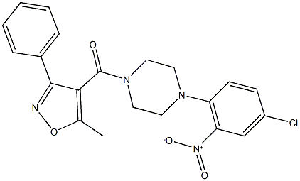 1-{4-chloro-2-nitrophenyl}-4-[(5-methyl-3-phenyl-4-isoxazolyl)carbonyl]piperazine 化学構造式