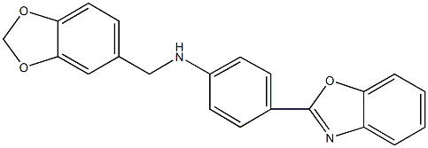 N-(1,3-benzodioxol-5-ylmethyl)-4-(1,3-benzoxazol-2-yl)aniline Structure