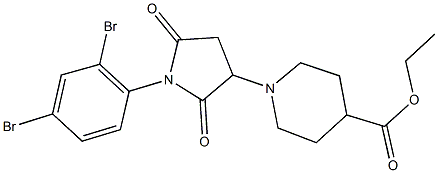 ethyl 1-[1-(2,4-dibromophenyl)-2,5-dioxo-3-pyrrolidinyl]-4-piperidinecarboxylate Struktur