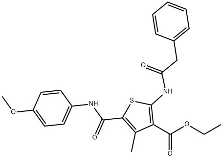 ethyl 4-methyl-5-({[4-(methyloxy)phenyl]amino}carbonyl)-2-[(phenylacetyl)amino]thiophene-3-carboxylate Structure