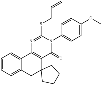 2-(allylsulfanyl)-3-(4-methoxyphenyl)-5,6-dihydrospiro(benzo[h]quinazoline-5,1'-cyclopentane)-4(3H)-one Struktur
