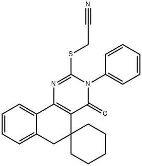 {[3-phenyl-4-oxo-3,4,5,6-tetrahydrospiro(benzo[h]quinazoline-5,1'-cyclohexane)-2-yl]sulfanyl}acetonitrile,312585-34-5,结构式