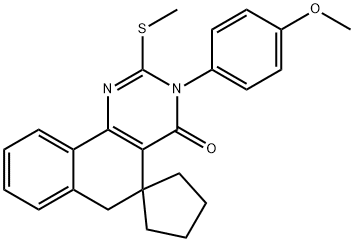 3-(4-methoxyphenyl)-2-(methylsulfanyl)-5,6-dihydrospiro(benzo[h]quinazoline-5,1'-cyclopentane)-4(3H)-one Struktur