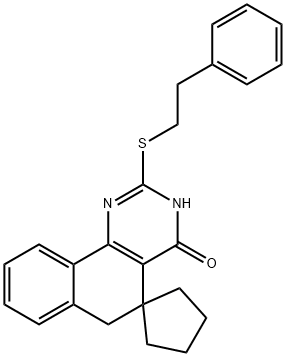 2-[(2-phenylethyl)sulfanyl]-5,6-dihydrospiro(benzo[h]quinazoline-5,1'-cyclopentane)-4(3H)-one,312585-53-8,结构式