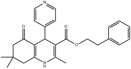 2-phenylethyl 2,7,7-trimethyl-5-oxo-4-(4-pyridinyl)-1,4,5,6,7,8-hexahydro-3-quinolinecarboxylate,312586-60-0,结构式