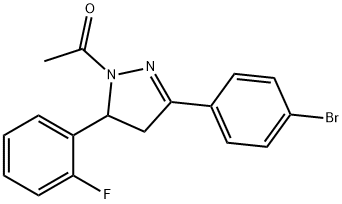 1-acetyl-3-(4-bromophenyl)-5-(2-fluorophenyl)-4,5-dihydro-1H-pyrazole Struktur