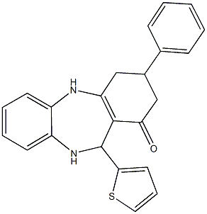 3-phenyl-11-(2-thienyl)-2,3,4,5,10,11-hexahydro-1H-dibenzo[b,e][1,4]diazepin-1-one Struktur