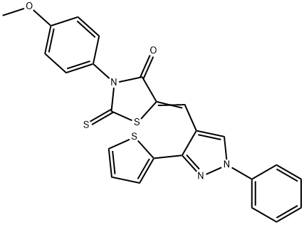 3-(4-methoxyphenyl)-5-{[1-phenyl-3-(2-thienyl)-1H-pyrazol-4-yl]methylene}-2-thioxo-1,3-thiazolidin-4-one Structure