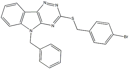 5-benzyl-3-[(4-bromobenzyl)sulfanyl]-5H-[1,2,4]triazino[5,6-b]indole Struktur