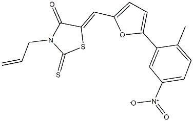 3-allyl-5-[(5-{5-nitro-2-methylphenyl}-2-furyl)methylene]-2-thioxo-1,3-thiazolidin-4-one 结构式