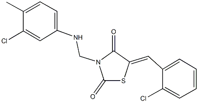 5-(2-chlorobenzylidene)-3-[(3-chloro-4-methylanilino)methyl]-1,3-thiazolidine-2,4-dione,312607-96-8,结构式