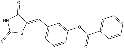 3-[(4-oxo-2-thioxo-1,3-thiazolidin-5-ylidene)methyl]phenyl benzoate 化学構造式
