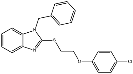 1-benzyl-2-{[2-(4-chlorophenoxy)ethyl]sulfanyl}-1H-benzimidazole 化学構造式