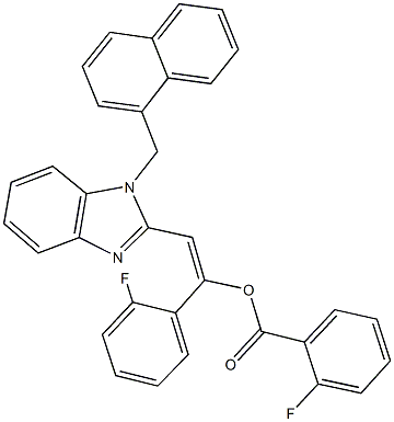 1-(2-fluorophenyl)-2-[1-(1-naphthylmethyl)-1H-benzimidazol-2-yl]vinyl 2-fluorobenzoate Structure
