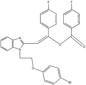 2-{1-[2-(4-bromophenoxy)ethyl]-1H-benzimidazol-2-yl}-1-(4-fluorophenyl)vinyl 4-fluorobenzoate 化学構造式