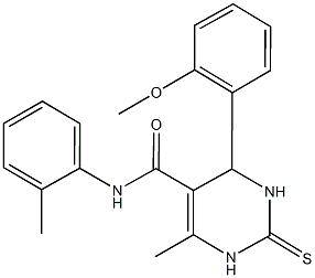 4-(2-methoxyphenyl)-6-methyl-N-(2-methylphenyl)-2-thioxo-1,2,3,4-tetrahydro-5-pyrimidinecarboxamide Struktur