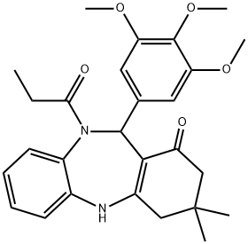 3,3-dimethyl-10-propionyl-11-(3,4,5-trimethoxyphenyl)-2,3,4,5,10,11-hexahydro-1H-dibenzo[b,e][1,4]diazepin-1-one|